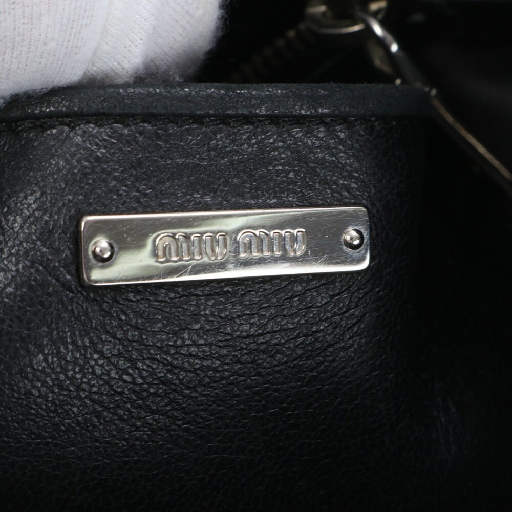 MIU MIU Matelasse Nappa Crystal Leather Shoulder Bag Black - Picture 14 of 15